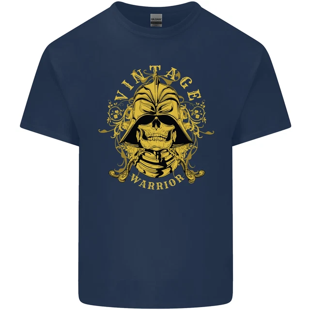 T-shirt vintage Warrior Samurai Bushido MMA teschio da uomo cotone 3