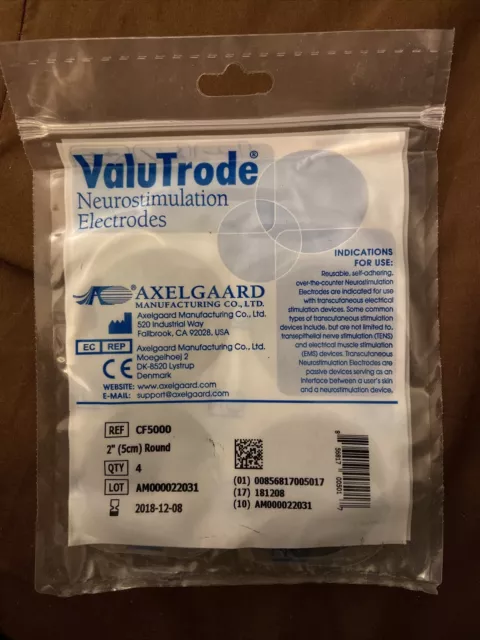 Axelgaard ValuTrode Neurostimulation Electrode 2" Round. 4 Per Pack. Brand New.