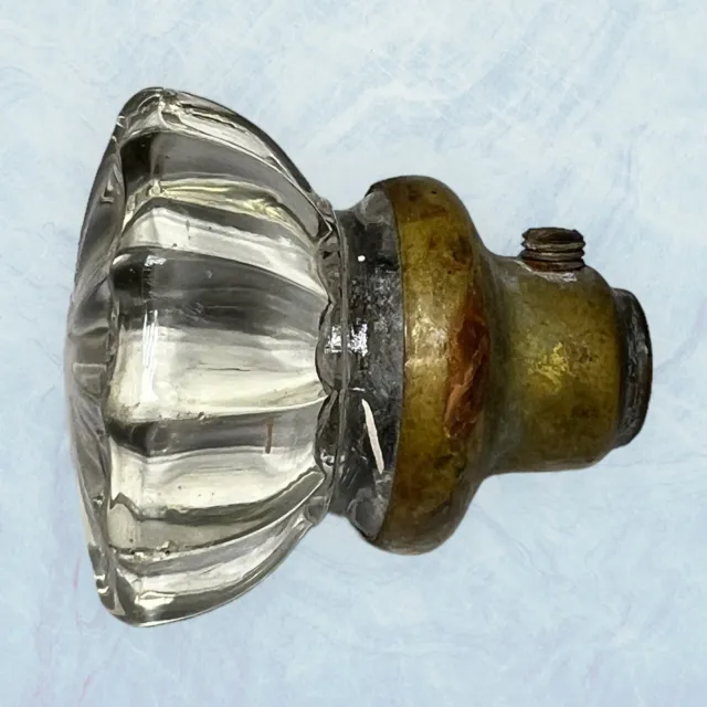 Antique 12 Point Crystal Brass Glass Single Door Knob 2” D