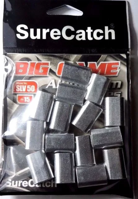 15 x 5.0mm SURECATCH BIG GAME ALUMINIUM CRIMPS FISHING SLEEVES FOR MONO & WIRE