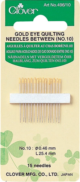 Paquete de 6 agujas intermedias para colchas doradas de trébol - talla 10 15/paquete -496-10