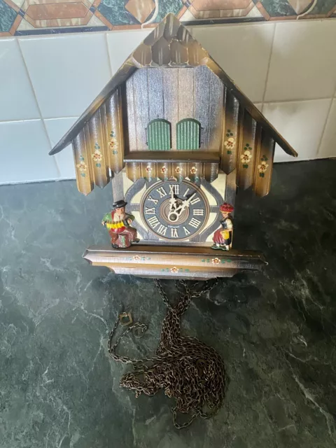 Vintage Cuckoo Clock Chalet Black Forest No Weights Untested West Germany ?