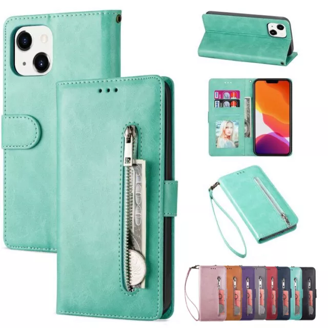 For iPhone 15 11 12 13 8 7 XR 14 Pro Leather Flip Cards Holder Wallet Case Cover