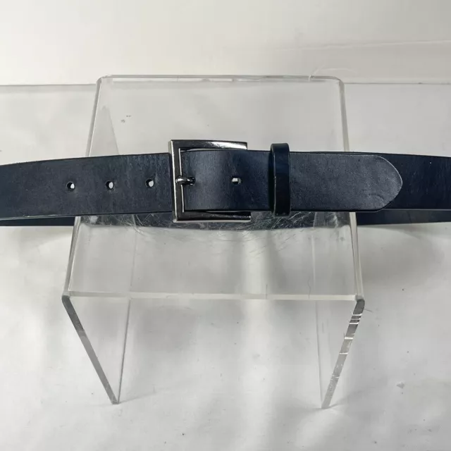 Banana Republic Leather Belt Men 38" black with silver tone buckle 2.25" wide