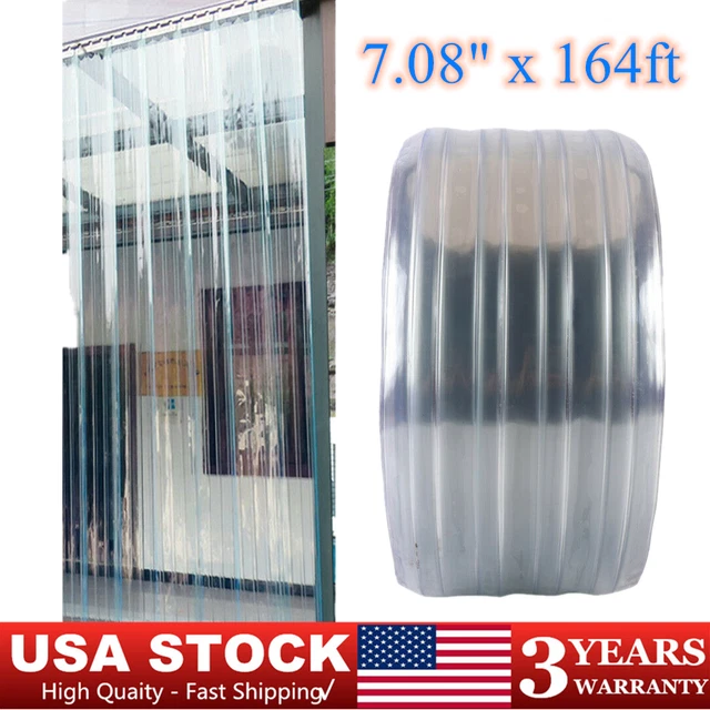 PVC Strip Curtain Cooler Freezer Door Plastic Strips Door Curtain 7.08" x 164ft