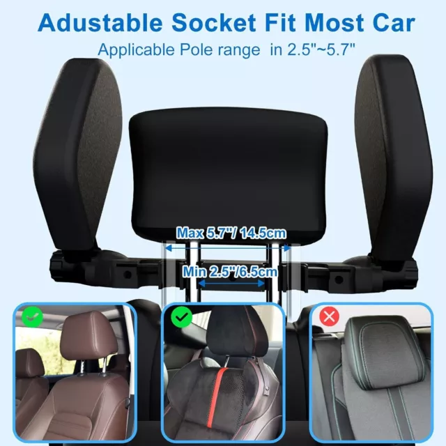 Heapany Car Headrest Pillow, Adjustable Socket to Fit Most Car Seat, TWO PACKS