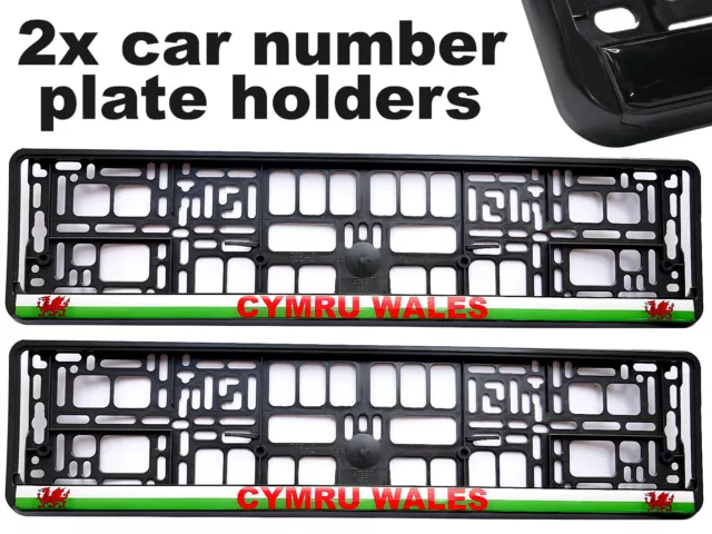 2 x Doming AUTO Nummernschild Surround Halter Rahmen für CYMRU WALES WALISISCHE FANS