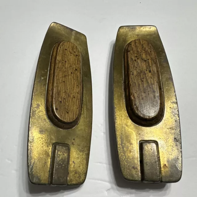 Retro Set Of 2 Vintage Large Metal Handles Pulls Knobs Art Deco Atomic Mcm