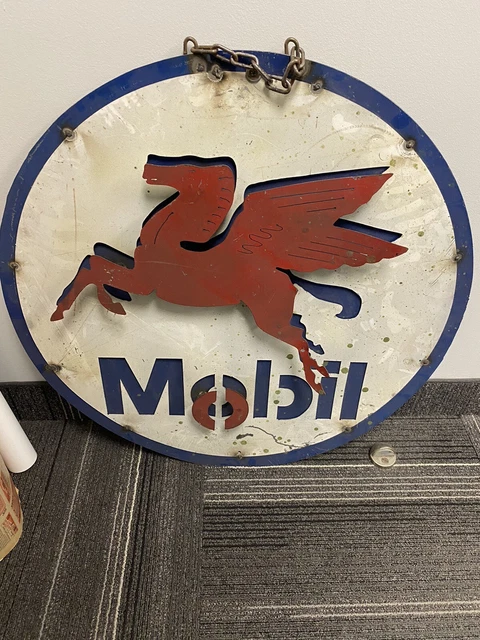 VINTAGE MOBIL METAL Gas Pump Sign 2Plate MOBIL OIL PEGASUS 26"🔥🔥 $169. ...