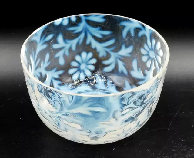 Antique Northwood Dugan Glass Opalescent Daisy & Fern Finger Bowl c 1888