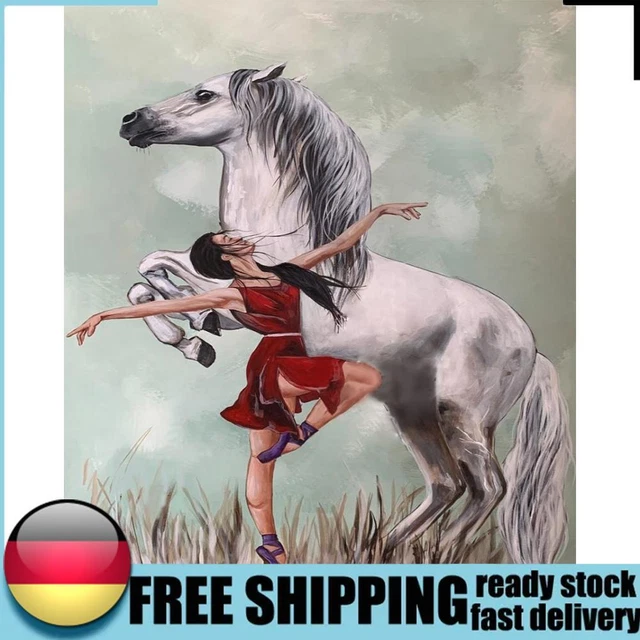 Kit artesanal de pintura al óleo por números niña caballo sin marco para decoración de habitaciones