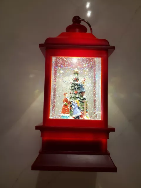 Christmas LED Snowglobe Red Lantern - Family Christmas Tree Theme - New In Box