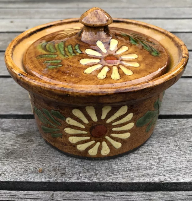 Ancien petit POT POTERIE terre cuite vernissée décor ALSACE Soufflenheim