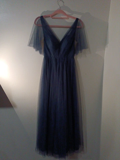 Revelry Dress Womens RomanticBlue Thea Tulle Bridesmaids Wedding Back Zip Ladies