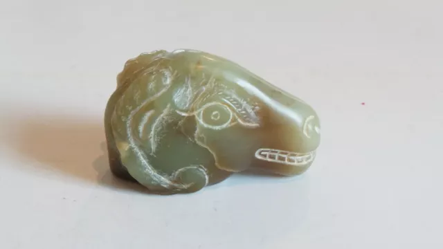 19th C. Hand Carved Japanese Jade Netsuke, Water Buffalo