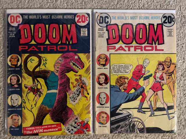 Doom Patrol #122 and #124 Original Series 1973 DC Comics Lot Re-Print Issues