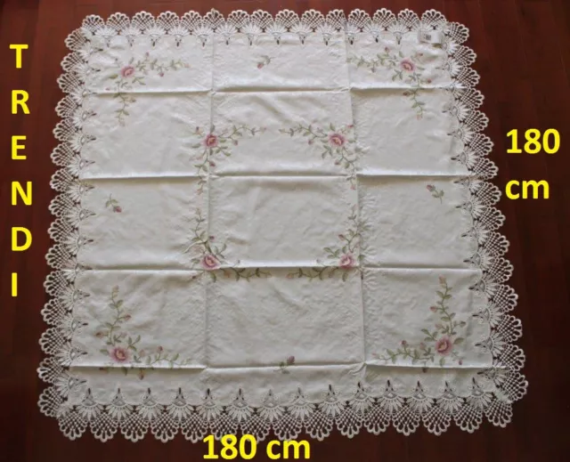 IVORY BEIGE Embroider Lace Squar Coffee Dinning Tablecloth suit  2-4 seat -135cm 3