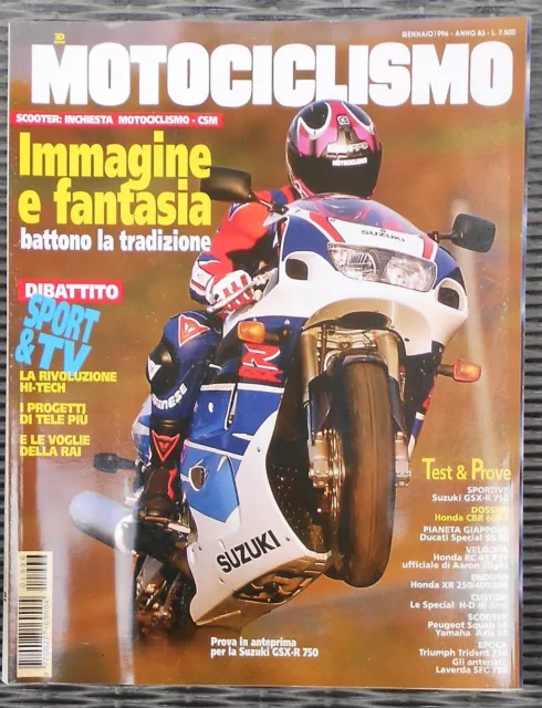 MOTOCICLISMO n.1/1996 gsxr750,cbr600f,sfc750,xr250,600,squab50,T150 750, indice