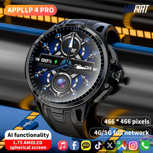4G ANDROID SMART Watch 1.75'' AMOLED Smartwatch with SIM Card Slot ...
