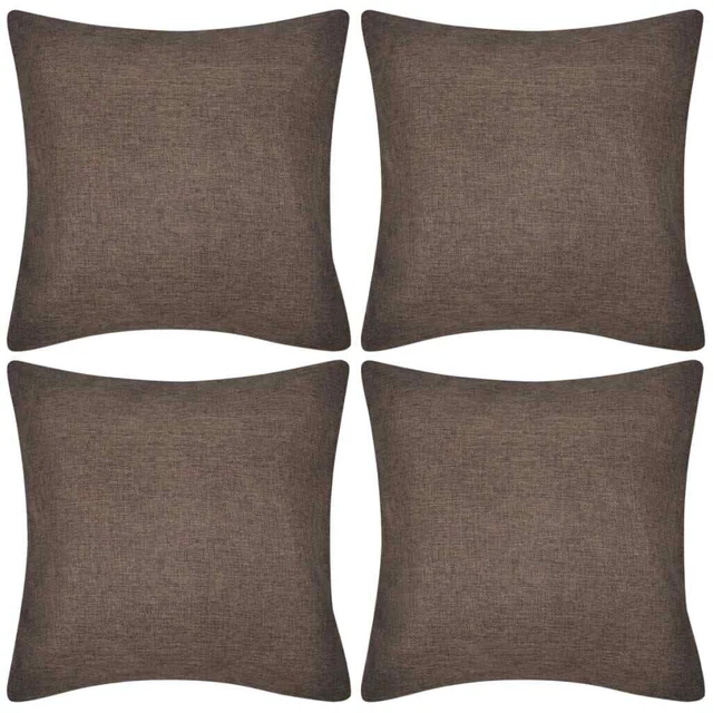 4 Brown Cushion Covers Linen-look 50 x 50 cm
