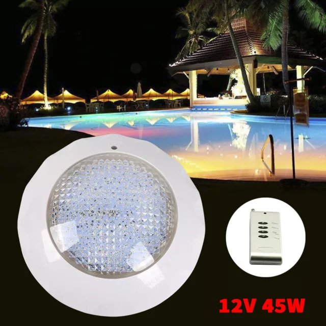 12V 45W RGB Swimming LED Pool Lights Underwater Lamp IP68 Waterproof w/ Remote