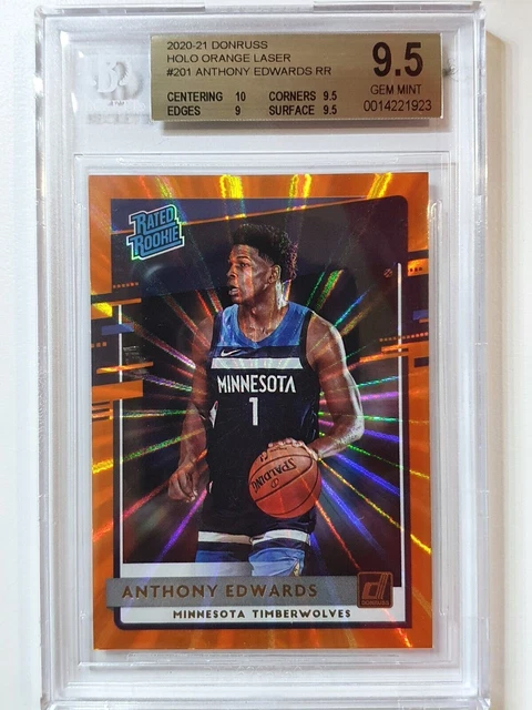 2020 DONRUSS ANTHONY Edwards #201 Rated Rookie ORANGE LAZER - BGS 