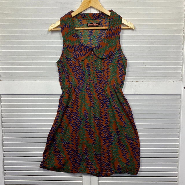 Princess Highway Dress 10 Multicoloured Sleeveless Peter Pan Collar