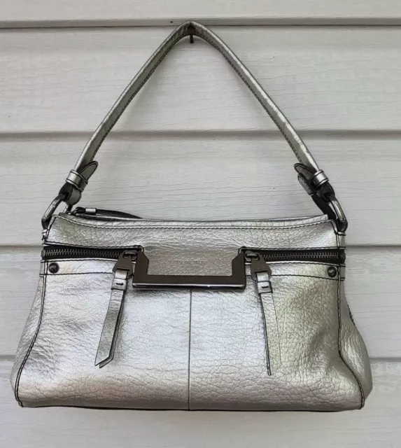 Perlina New York Genuine Leather, Shimmery Silver Purse
