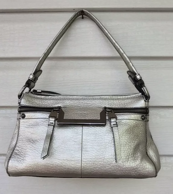 Perlina New York Genuine Leather, Shimmery Silver Purse Perlina New York Genuine Leather, Shimmery Silver Purse