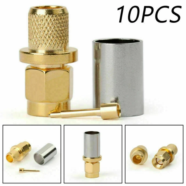 10Pcs Connettore SMA Maschio Spina Crimp RG5 RG6 5D-FB LMR300 Cavo Dritto P