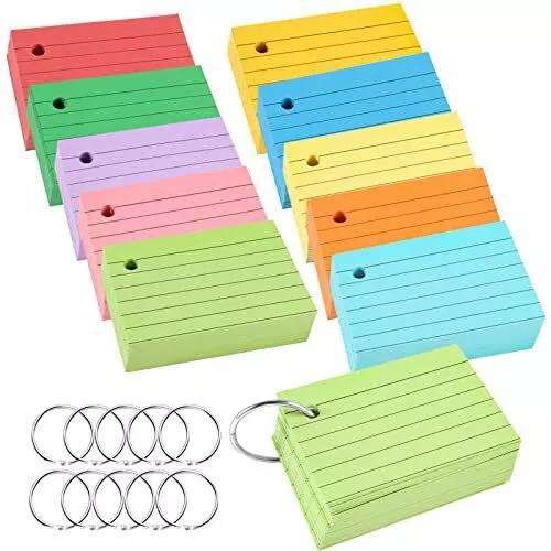 1000 Stücke Karteikarten A8, 150g/m² Karteikarten Liniert Flash Cards Vokabel...