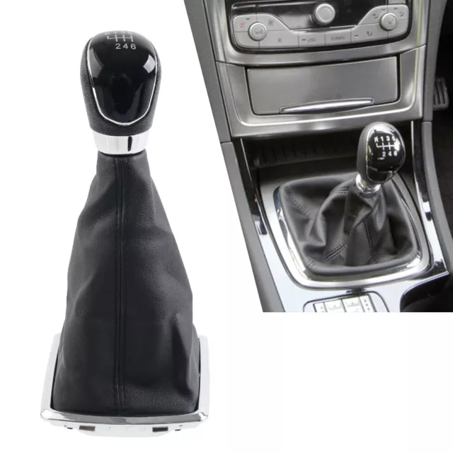 1x Car Shift Gear Knob 6 Speed With Leather Boot For Ford Focus MK2 2005-2012