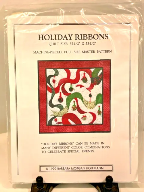 Cintas de vacaciones Navidad patrón de edredón tamaño completo 32""x33"" Barbara Hoffmann 1999