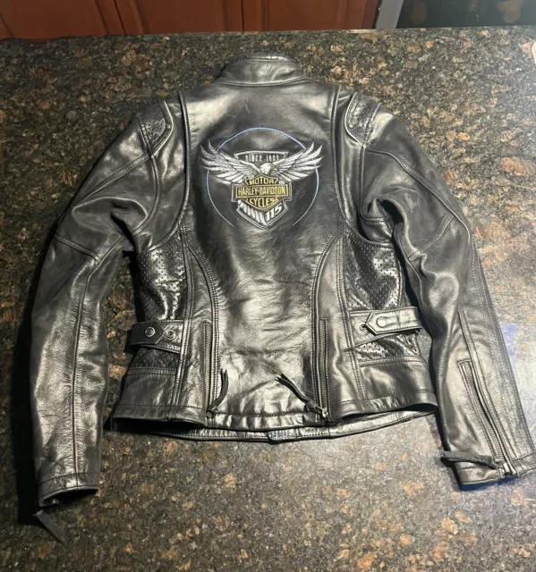 Harley Davidson Women's (Xs) 115Th Anniversary Black Leather Jacket