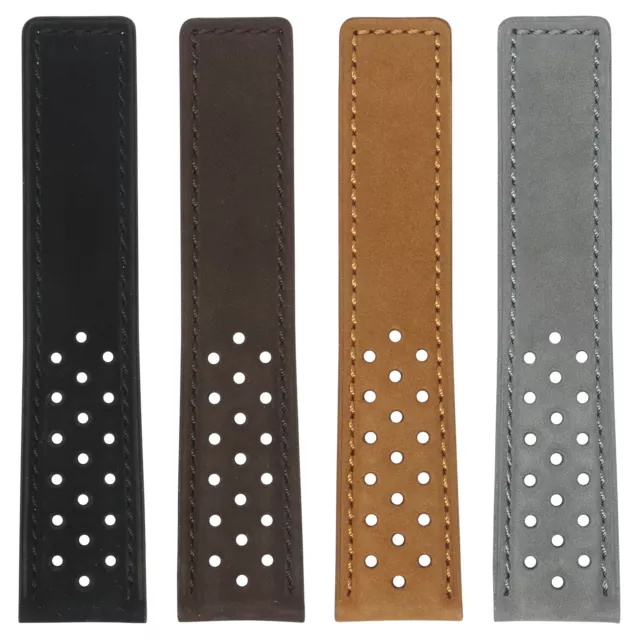 StrapsCo Suede Perforated Leather Watch Band Strap 2
