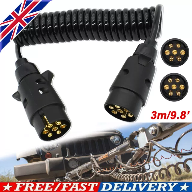 7 Pin 3M Trailer Truck Light Board Plug Socket Towing Wire Extension Cable Lead