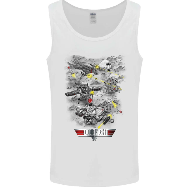 Dog Fight Parodia Airforce Raf Divertente Uomo Canotta Maglia