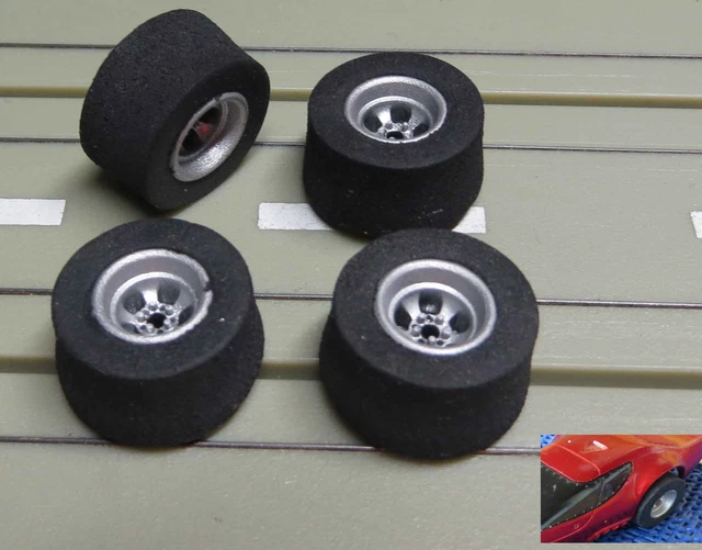 FOR SLOTCAR MODEL Railway 4 Rims With New Tyres for AFX Dragster