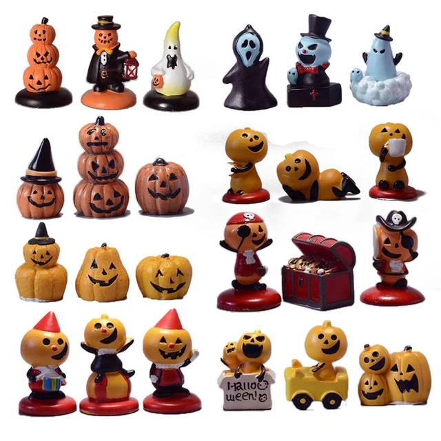 3PCS Multicolor Miniature Ghost Statue Resin Mini Pirate Clown  Halloween