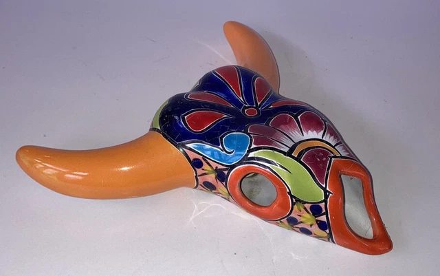 Talavera COW Skull Steer Head Longhorn horn farm POTTERY art MX ceramic