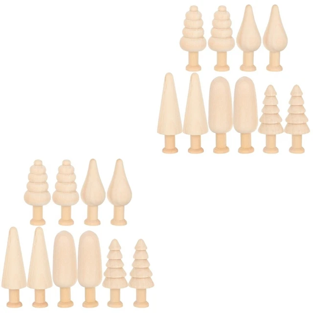 20 Pcs Small Wooden Mushroom Lotus Tree Child Trees Unfinished