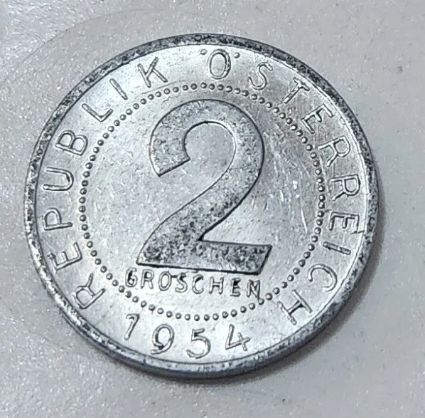 Austria 🇦🇹 Two (2) Groschen Coin 1954