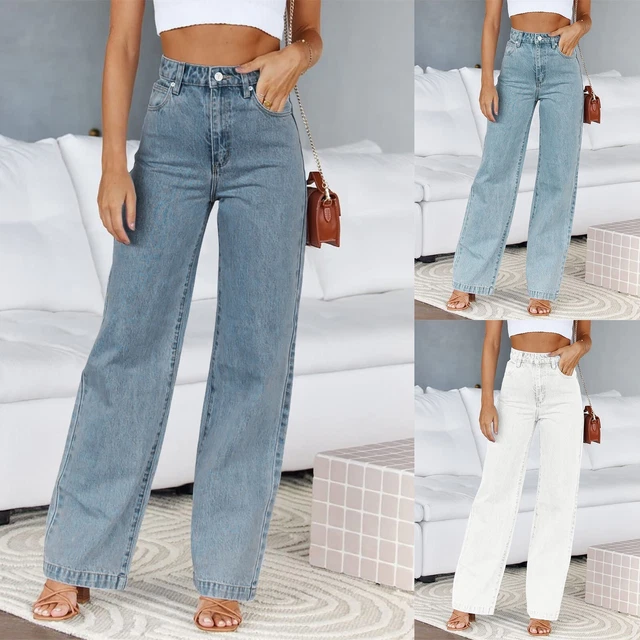 PANTALON JEAN FEMME taille haute style fille E streetwear decontracte vintage EUR 32 33 PicClick FR