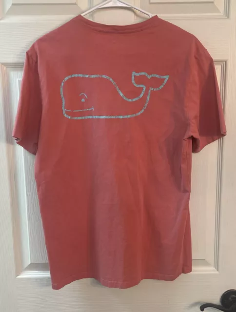 Vineyard Vines Pink Short Sleeve T Shirt w/ Pocket. Adult Size Small, Whale