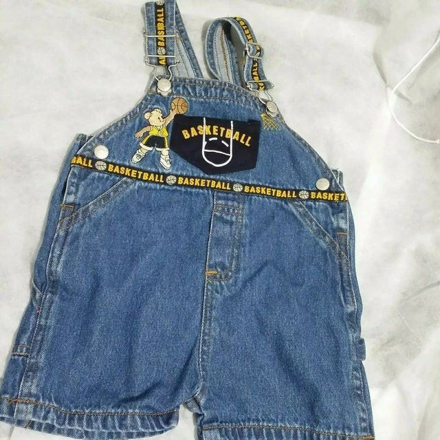 BLUE JEANS ORIGINAL Toddler Denim Romper Jumpsuit Overalls Basketball 2T