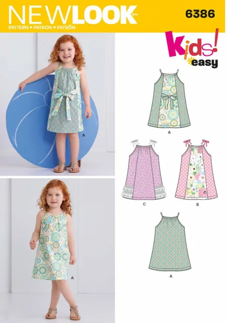 New Look Sewing Pattern 6386 Toddlers/Girls ½-4 Easy Pillowcase Drawstring Dress