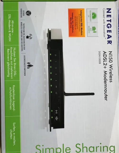 NETGEAR N150 Wireless - ADSL2+DSL-Modemrouter DGN 1000B OVP