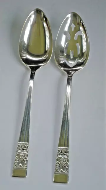 Vintage Oneida Community Silverplate 1936 Coronation Serving Spoons Set of Two