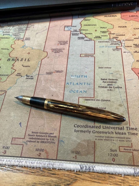 W A Sheaffer, Canada Fountain Pen Marble Effect 14 K Gold Nib Parts,