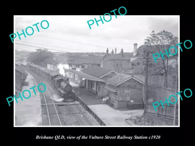 OLD POSTCARD SIZE PHOTO OF BRISBANE QLD VULTURE STREET RAILWAY STATION c1920